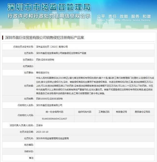 深圳市盈巨佳貿(mào)易銷(xiāo)售侵犯注冊(cè)商標(biāo)產(chǎn)品案